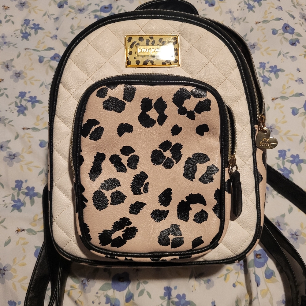Betsey Johnson Cheetah print quilted mini backpack